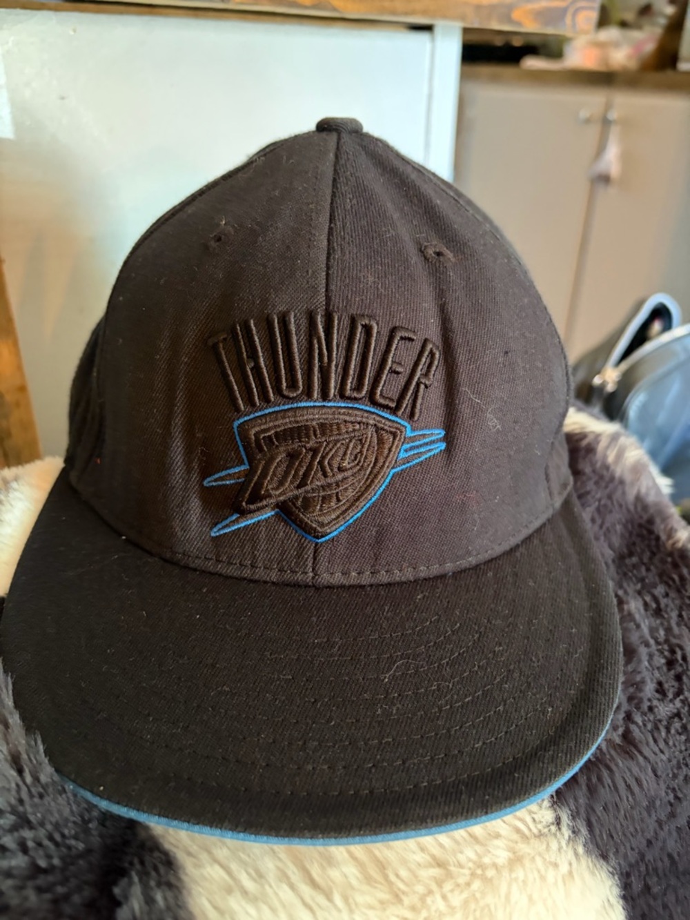 adidas Black Thunder Embroidered Snapback Hat with Blue Accents
